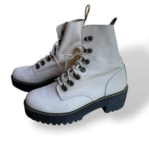 Dr. Martens LEONA WOMEN'S TEMPERLEY LEATHER HEELED BOOTS bone size 8